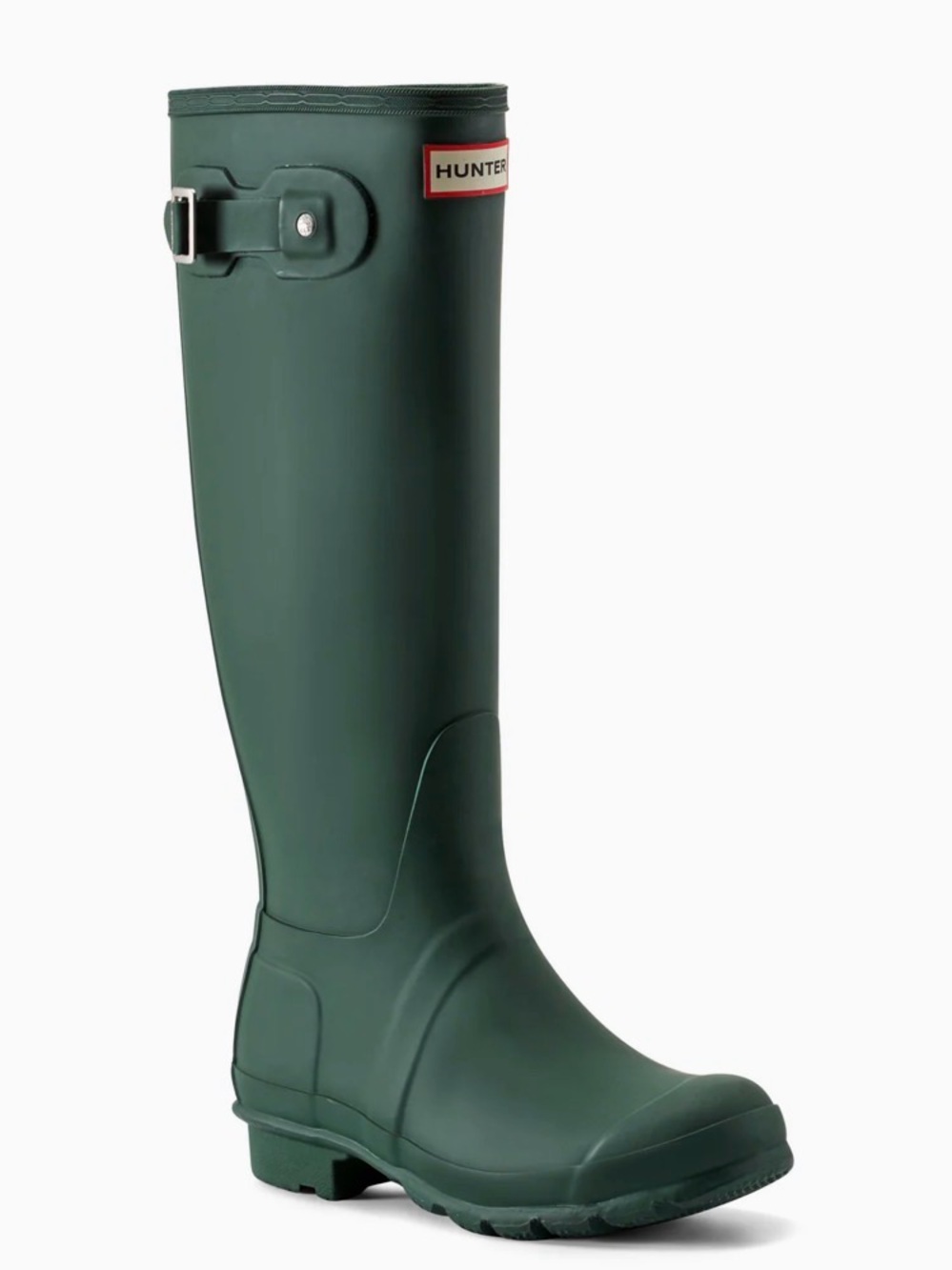Hunter Tall Waterproof Boot in Deep Green with Red Logo